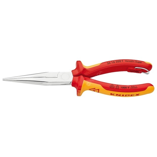 KNIPEX kleště ploché oblé VDE 2K chrom 200mm rovné s bezp. okem