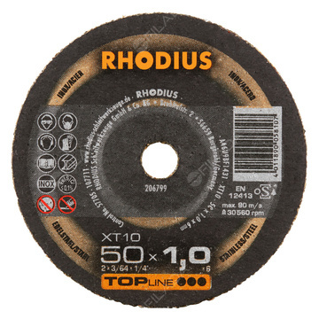  RHODIUS řezný kotouč XT10 MINI 50x1,0x6 TOPline na ocel a nerez 206799