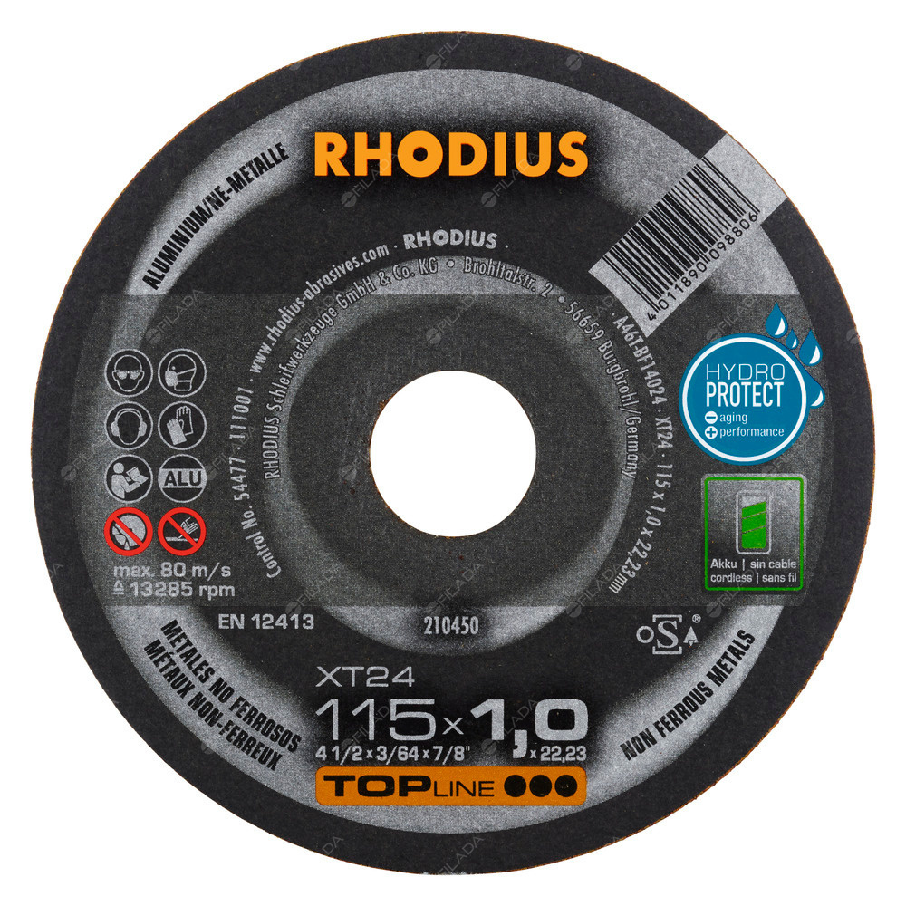RHODIUS řezný kotouč XT24 115x1,0x22 TOPline na hliník -  RHODIUS řezný kotouč XT24 115x1,0x22 TOPline na hliník 210450