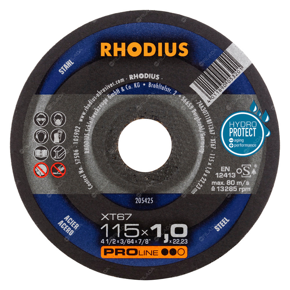 RHODIUS řezný kotouč XT67 115x1,0x22 PROline na ocel -  RHODIUS řezný kotouč XT67 115x1,0x22 PROline na ocel 205425