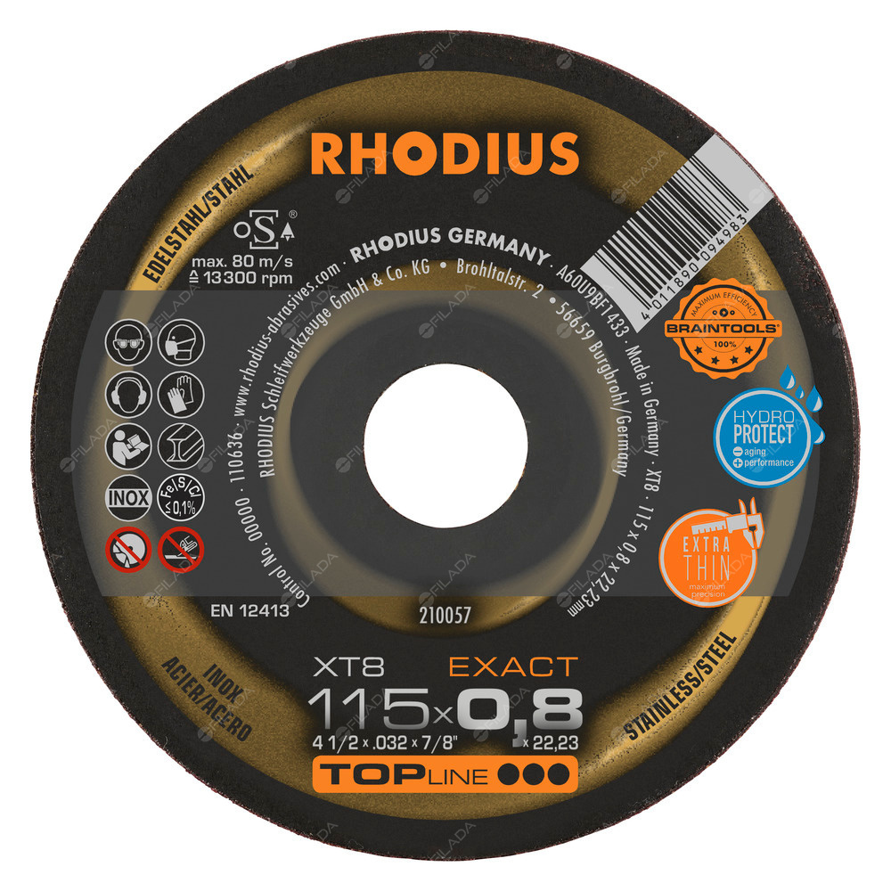RHODIUS řezný kotouč XT8 EXACT 115x0,8x22 TOPline na nerez - RHODIUS řezný kotouč XT8 EXACT 115x0,8x22 TOPline na nerez 210057