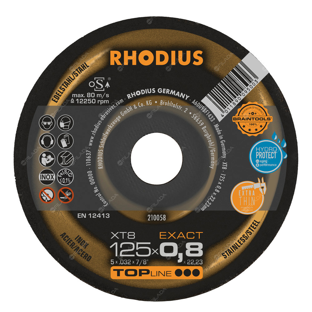 RHODIUS řezný kotouč XT8 EXACT 125x0,8x22 TOPline na nerez