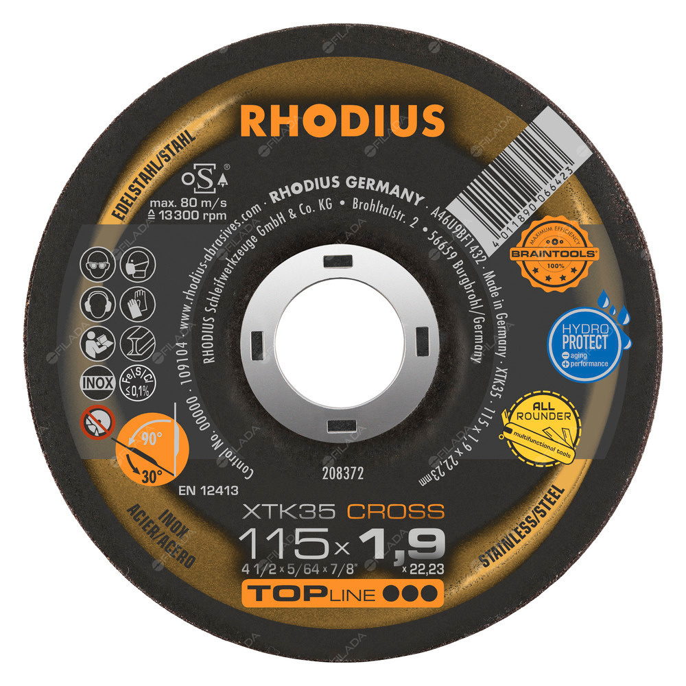 RHODIUS kombi kotouč XTK35 CROSS 115x1,9x22 na ocel a nerez - RHODIUS kombi kotouč XTK35 CROSS 115x1,9x22 na ocel a nerez 208372