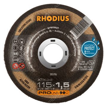  RHODIUS řezný kotouč XTK38 115x1,5x22 PROline na nerez 205706