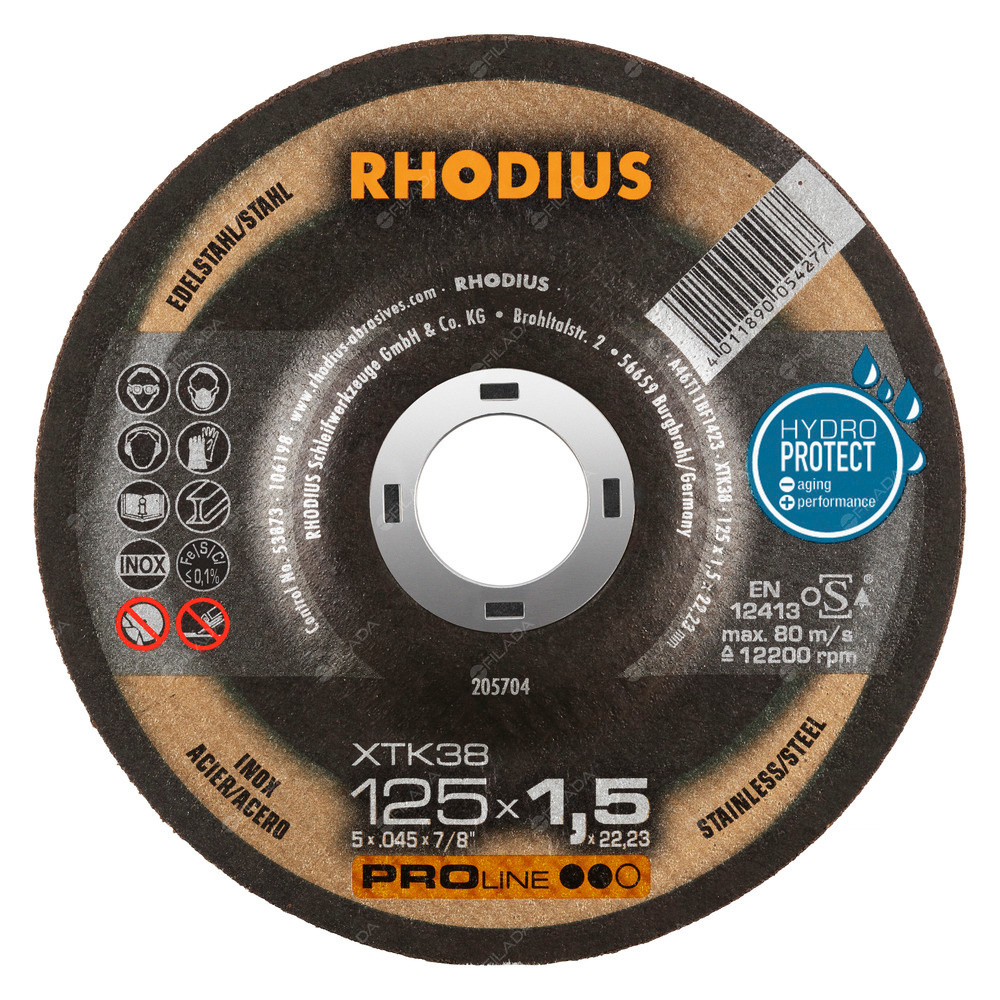 RHODIUS řezný kotouč XTK38 125x1,5x22 PROline na nerez