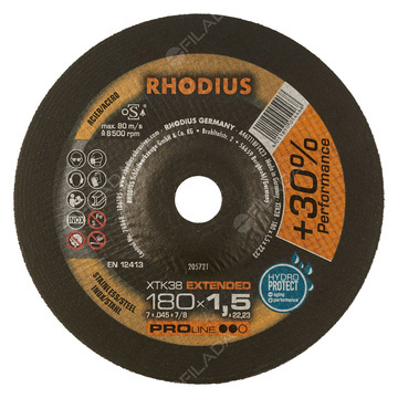  RHODIUS řezný kotouč XTK38 180x1,5x22 PROline na nerez 205721