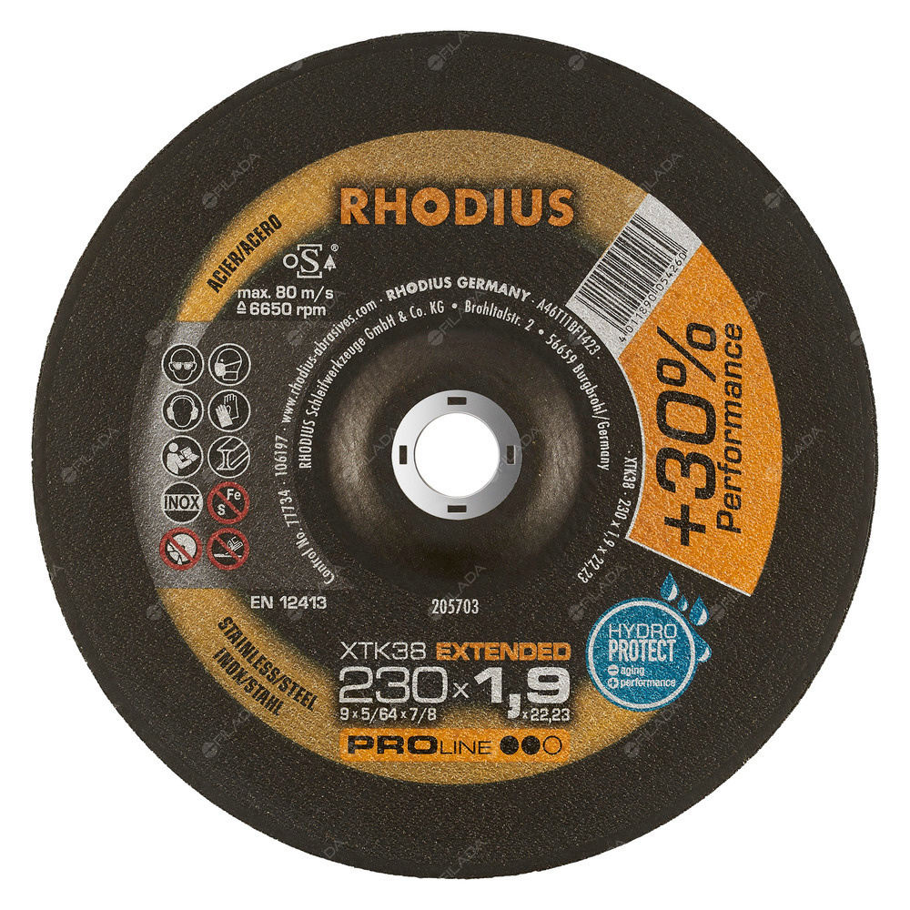 RHODIUS řezný kotouč XTK38 230x1,9x22 PROline na nerez -  RHODIUS řezný kotouč XTK38 230x1,9x22 PROline na nerez 205703