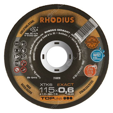 RHODIUS řezný kotouč XTK6 115x0,6x22 TOPline na nerez 210828