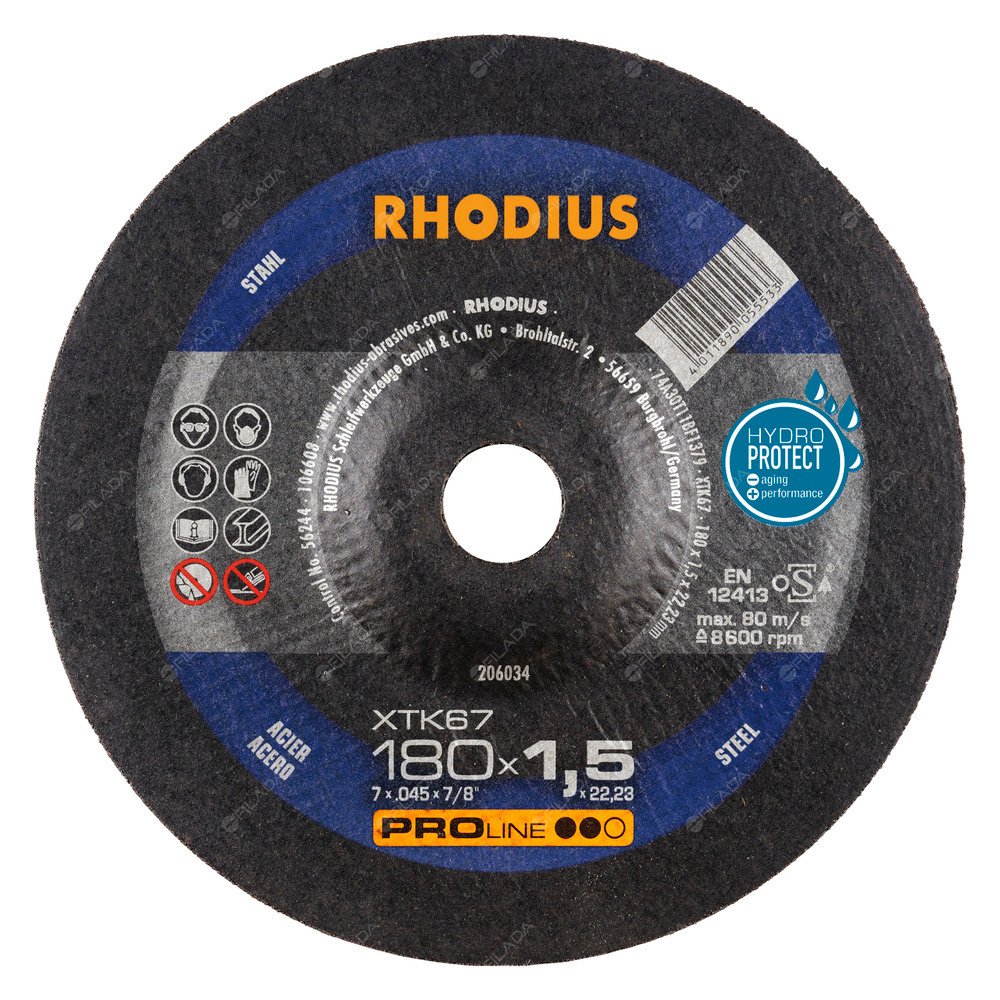 RHODIUS řezný kotouč XTK67 180x1,5x22 PROline na ocel -  RHODIUS řezný kotouč XTK67 180x1,5x22 PROline na ocel 206034
