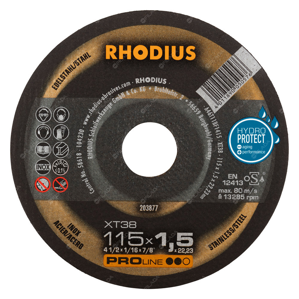 RHODIUS řezný kotouč XT38 115x1,5x22 PROline na nerez -  RHODIUS řezný kotouč XT38 115x1,5x22 PROline na nerez 203877