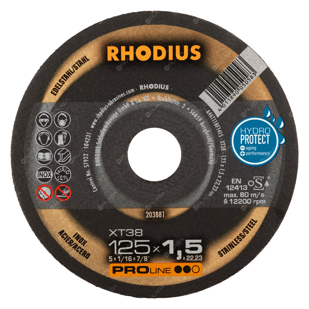 RHODIUS řezný kotouč XT38 125x1,5x22 PROline na nerez - RHODIUS řezný kotouč XT38 125x1,5x22 PROline na nerez 203881