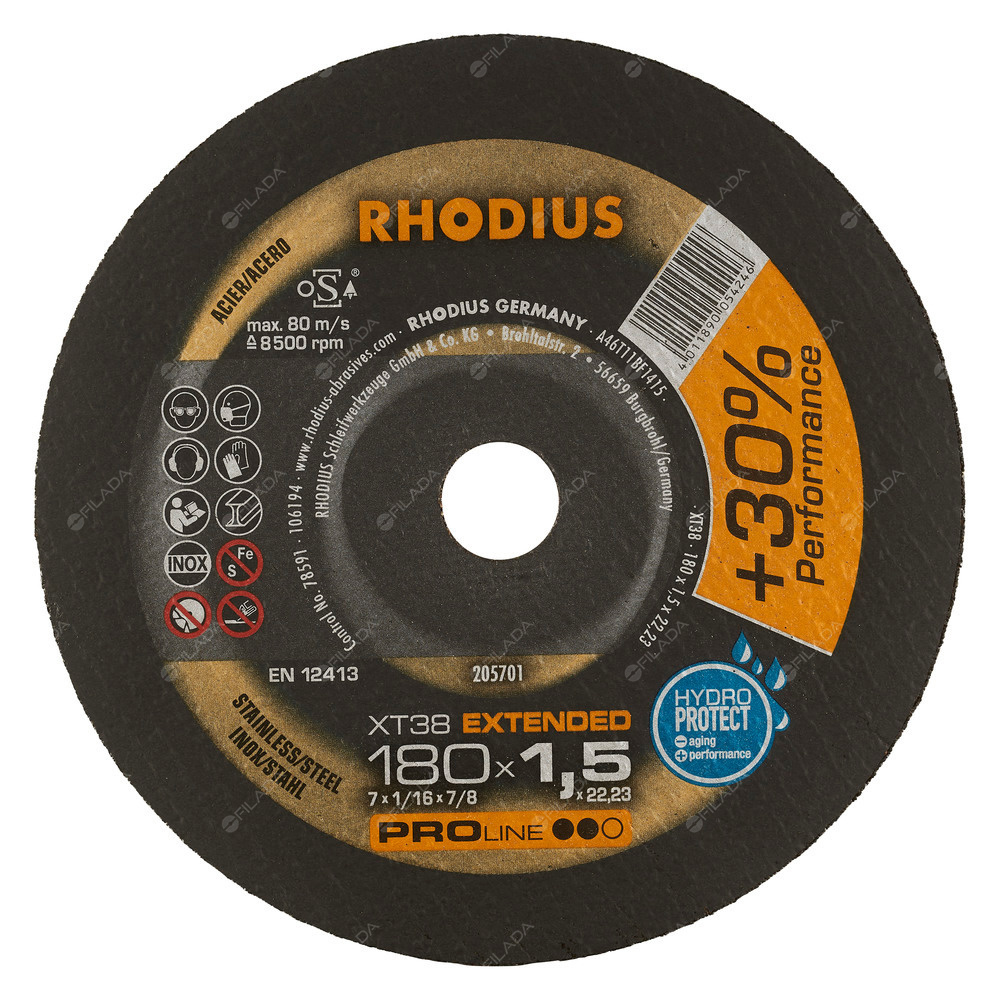 RHODIUS řezný kotouč XT38 180x1,5x22 PROline na nerez - RHODIUS řezný kotouč XT38 180x1,5x22 PROline na nerez 205701