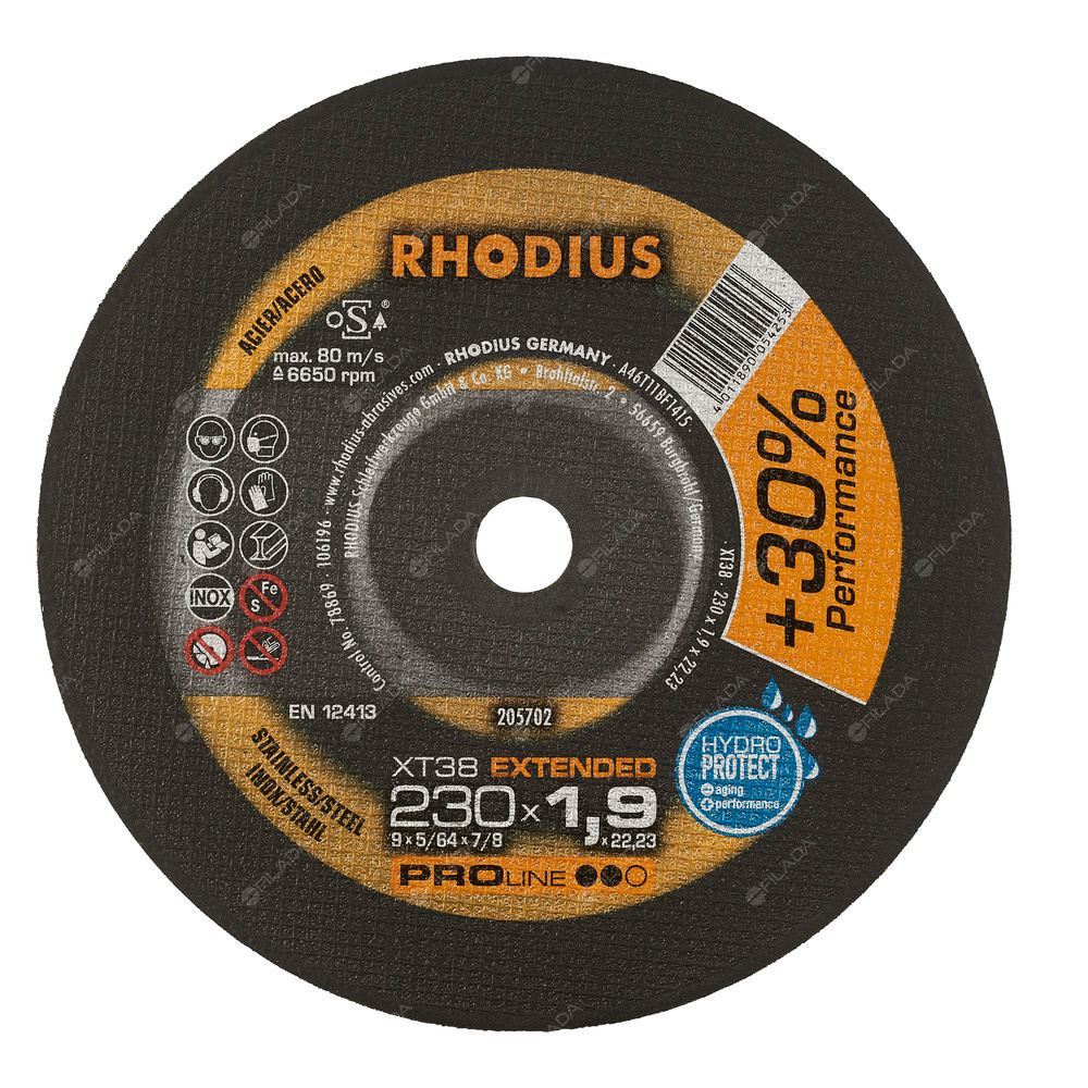 RHODIUS řezný kotouč XT38 230x1,9x22 PROline na nerez -  RHODIUS řezný kotouč XT38 230x1,9x22 PROline na nerez 205702