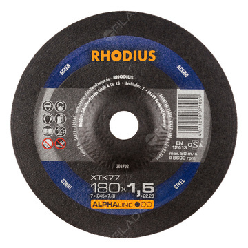 RHODIUS řezný kotouč XTK77 180x1,5x22,23 ALPHAline na ocel 208702