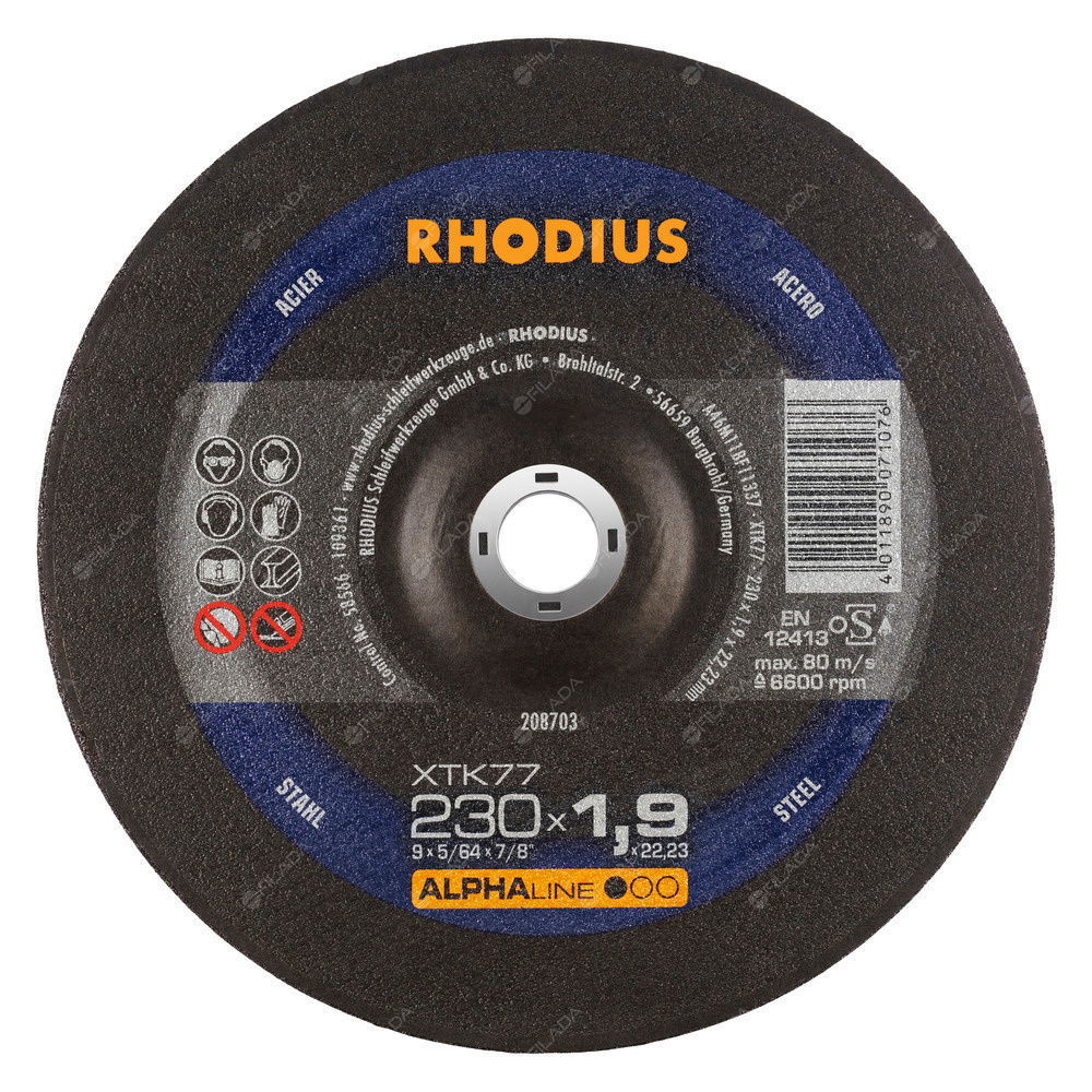 RHODIUS řezný kotouč XTK77 230x1,9x22.23 ALPHAline na ocel -  RHODIUS řezný kotouč XTK77 230x1,9x22.23 ALPHAline na ocel 208703