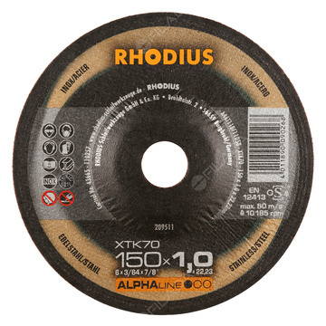 RHODIUS řezný kotouč XTK70 150x1,0x22 ALPHAline na nerez 209511