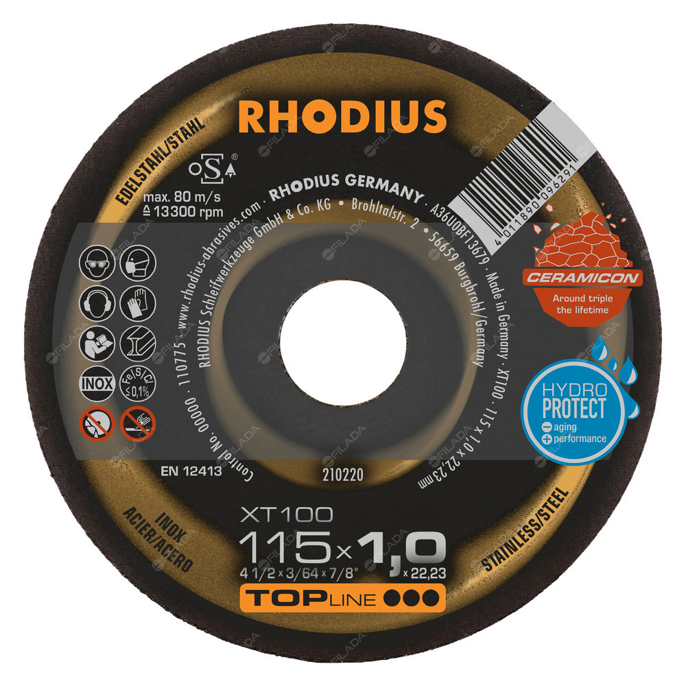 RHODIUS řezný kotouč XT100 115x1,0x22 CERAMICON na nerez - RHODIUS řezný kotouč XT100 115x1,0x22 CERAMICON na nerez 210220
