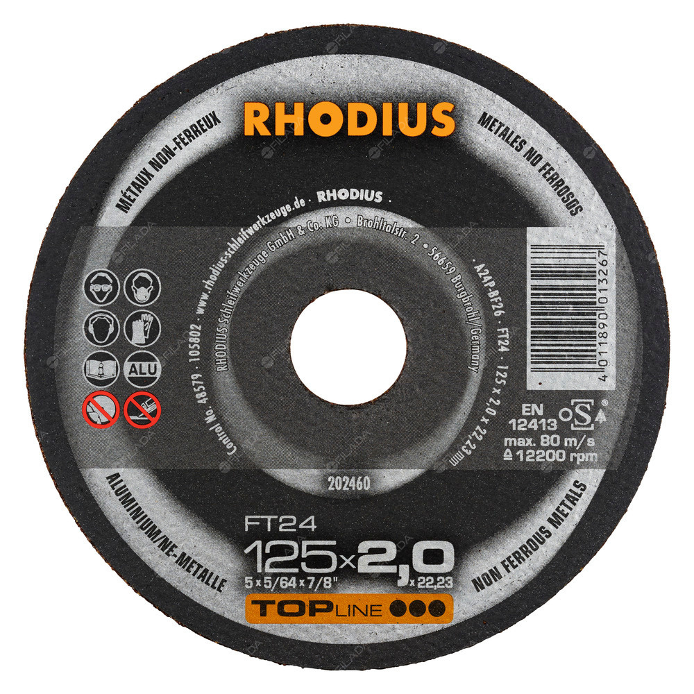 RHODIUS řezný kotouč FT24 125x2,0x22 TOPline na hliník -  RHODIUS řezný kotouč FT24 125x2,0x22 TOPline na hliník 202460