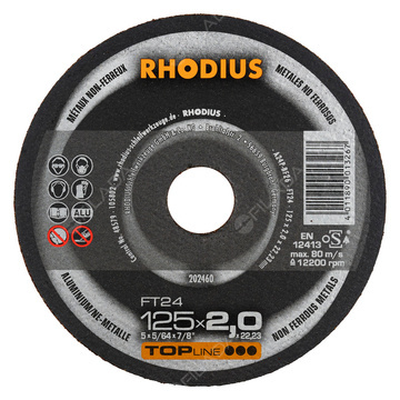  RHODIUS řezný kotouč FT24 125x2,0x22 TOPline na hliník 202460