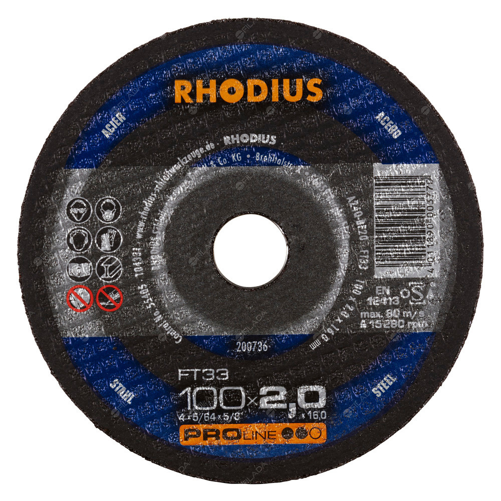 RHODIUS řezný kotouč FT33 100x2,0x16 PROline na ocel -  RHODIUS řezný kotouč FT33 100x2,0x16 PROline na ocel 200736