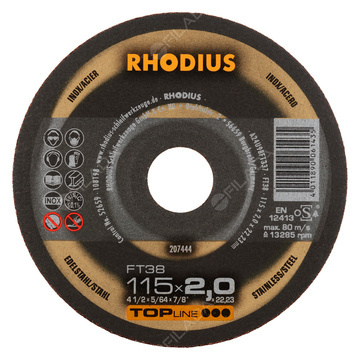 RHODIUS řezný kotouč FT38 115x2,0x22 TOPline na nerez 207444