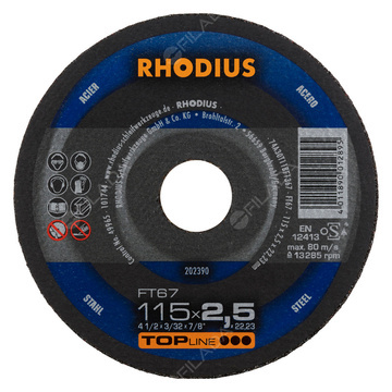  RHODIUS řezný kotouč FT67 115x2,5x22 TOPline na ocel 202390