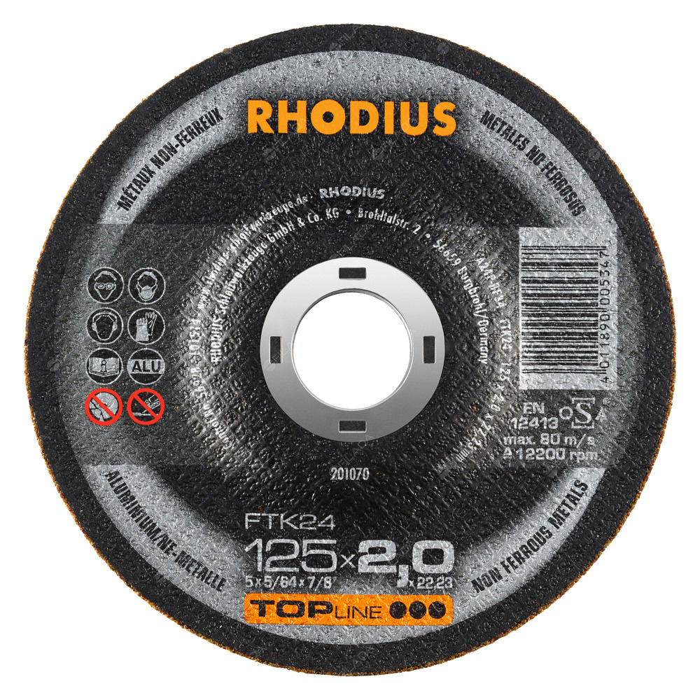RHODIUS řezný kotouč FTK24 125x2,0x22 TOPline na hliník - RHODIUS řezný kotouč FTK24 125x2,0x22 TOPline na hliník 201070