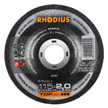  RHODIUS řezný kotouč FTK24 115x2,0x22 TOPline na hliník 201064