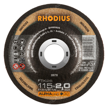  RHODIUS řezný kotouč FTK26 115x2,0x22 ALPHAline na nerez 208728