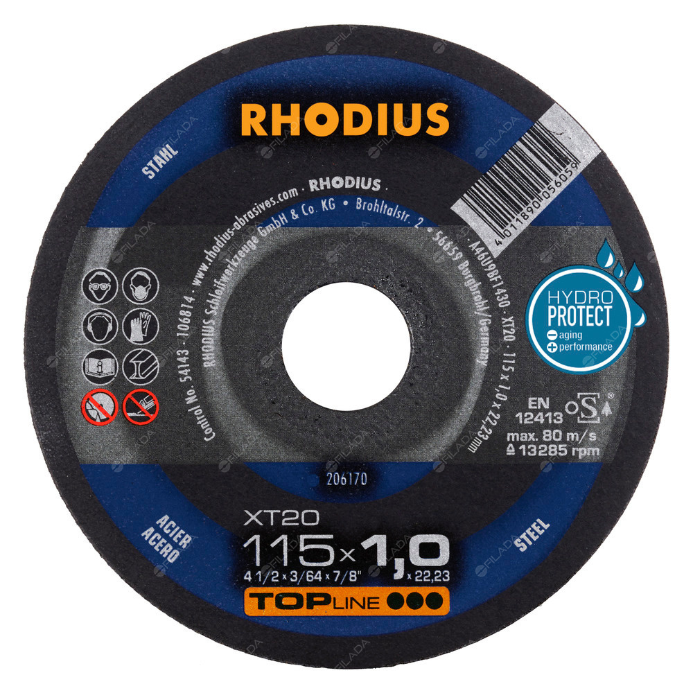 RHODIUS řezný kotouč XT20 115x1,0x22 TOPline na ocel - 11510