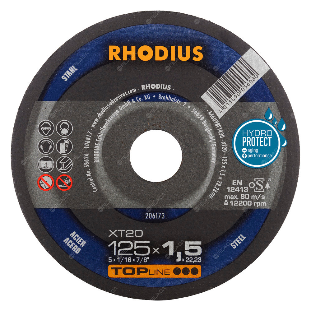 RHODIUS řezný kotouč XT20 125x1,5x22 TOPline na ocel -  RHODIUS řezný kotouč XT20 125x1,5x22 TOPline na ocel 206173