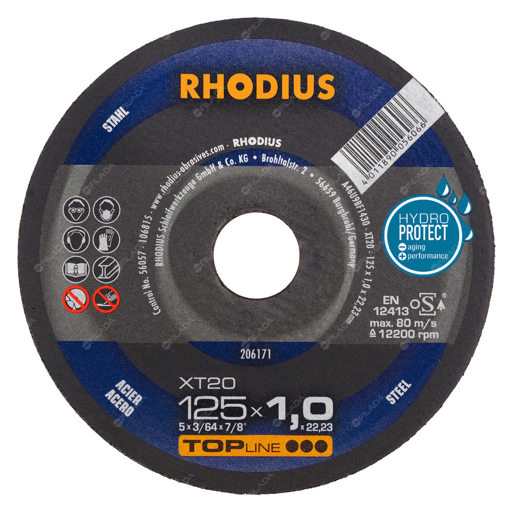 RHODIUS řezný kotouč XT20 125x1,0x22 TOPline na ocel - 12510