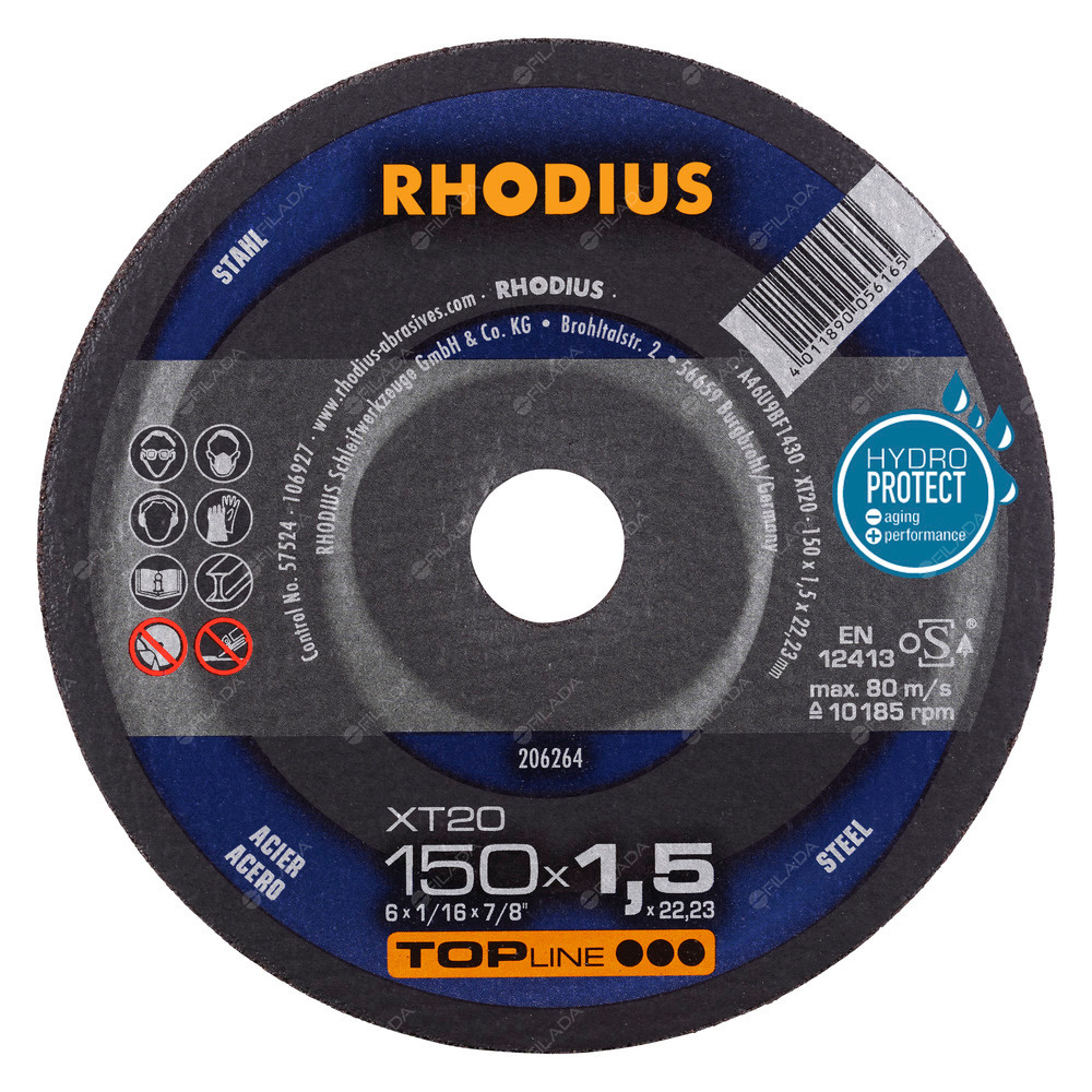 RHODIUS řezný kotouč XT20 150x1,5x22 TOPline na ocel -  RHODIUS řezný kotouč XT20 150x1,5x22 TOPline na ocel 206264