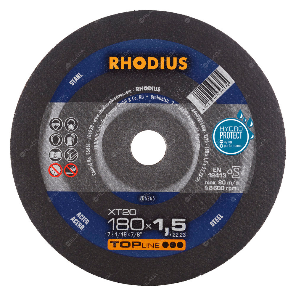 RHODIUS řezný kotouč XT20 180x1,5x22 TOPline na ocel - RHODIUS řezný kotouč XT20 180x1,5x22 TOPline na ocel 206265