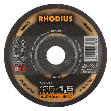 RHODIUS řezný kotouč XT70 125x1,5x22 ALPHAline na nerez