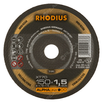  RHODIUS řezný kotouč XT70 150x1,5x22 ALPHAline na nerez 211095