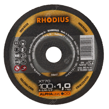 RHODIUS řezný kotouč XT70 100x1,0x16 ALPHAline na nerez