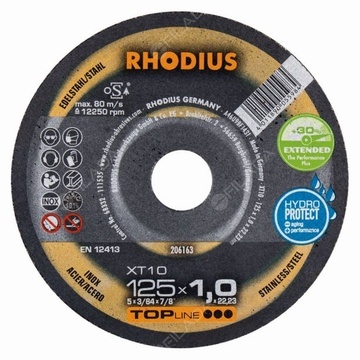 RHODIUS řezný kotouč XT10 125x1,0x22 TOPline na nerez 206163