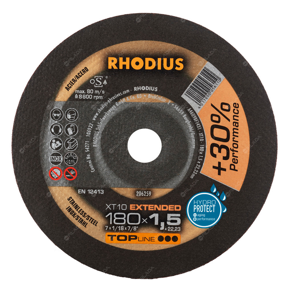 RHODIUS řezný kotouč XT10 180x1,5x22 TOPline na nerez - XT10-180-1,5