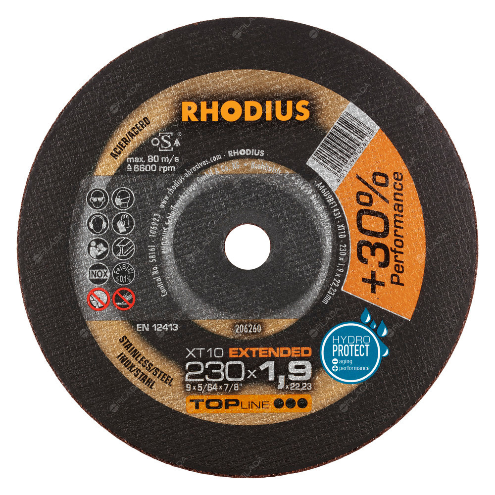 RHODIUS řezný kotouč XT10 230x1,9x22 TOPline na nerez -  RHODIUS řezný kotouč XT10 230x1,9x22 TOPline na nerez 206260