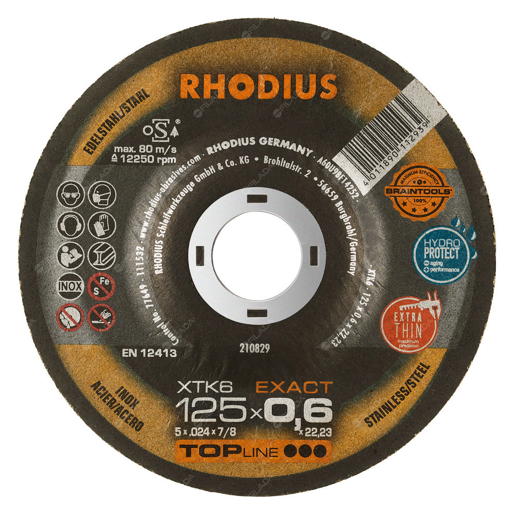 RHODIUS řezný kotouč XTK6 125x0,6x22 TOPline na nerez -  RHODIUS řezný kotouč XTK6 125x0,6x22 TOPline na nerez 210829