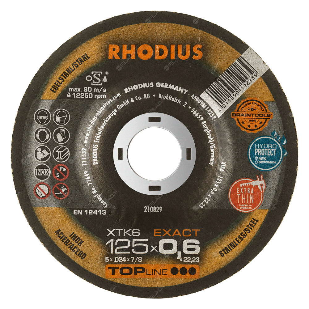  RHODIUS řezný kotouč XTK6 125x0,6x22 TOPline na nerez 210829