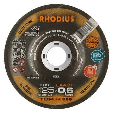  RHODIUS řezný kotouč XTK6 125x0,6x22 TOPline na nerez 210829