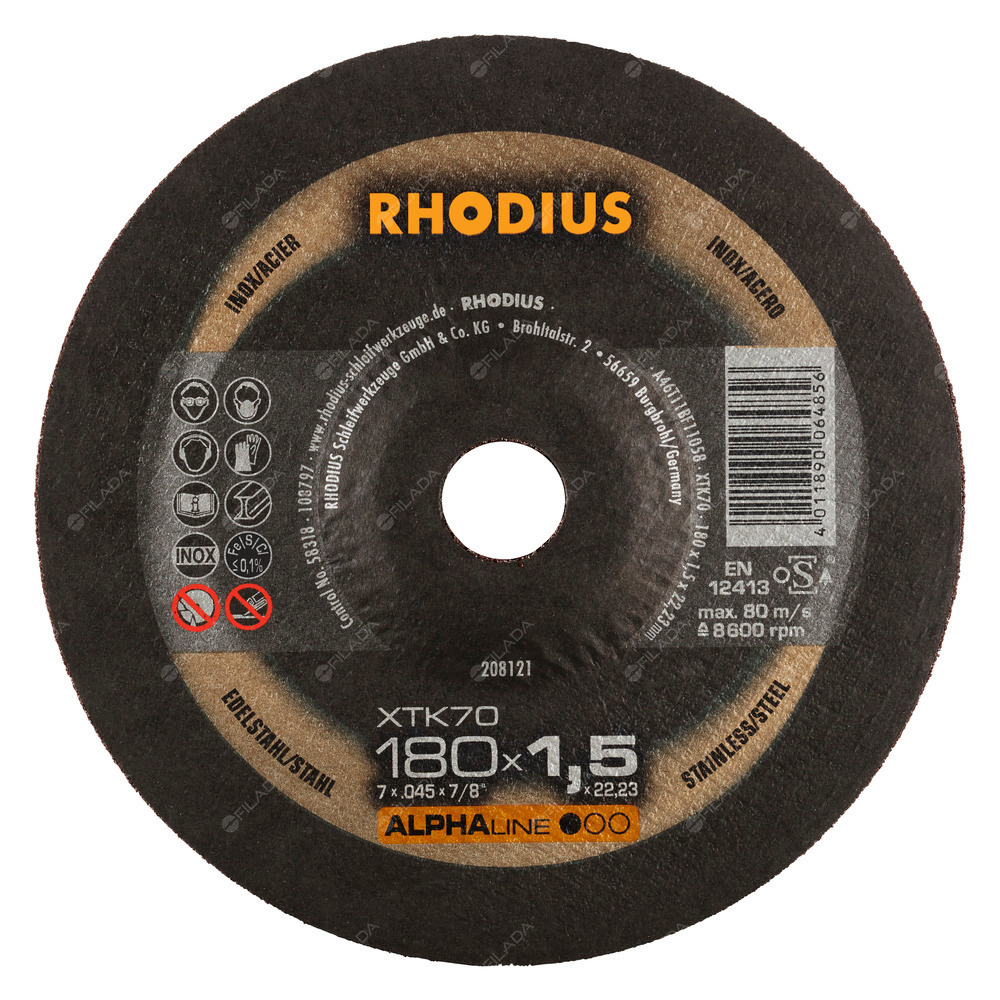 RHODIUS řezný kotouč XTK70 180x1,5x22 ALPHAline na nerez