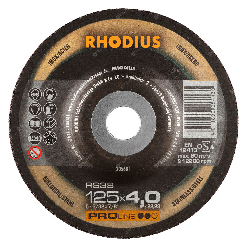 RHODIUS brusný kotouč RS38 125x4,0x22 PROline na ocel a nerez - 1254
