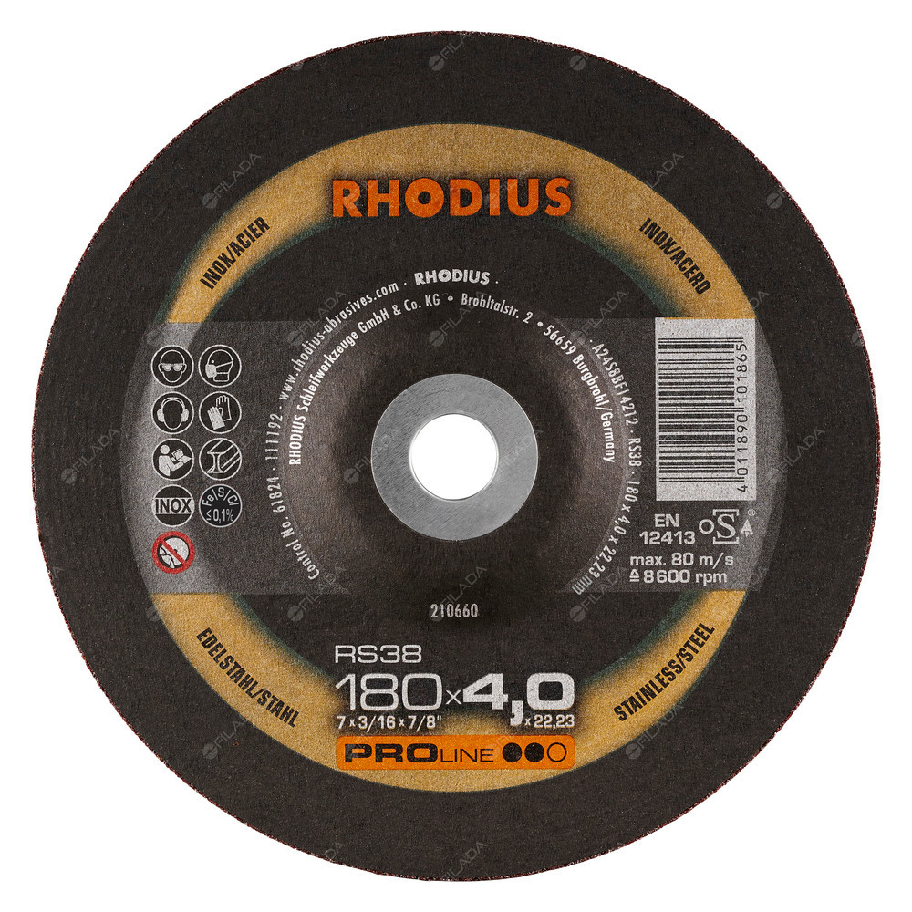 RHODIUS brusný kotouč RS38 180x4,0x22 PROline na ocel a nerez - RHODIUS brusný kotouč RS38 180x4,0x22 PROline na ocel a nerez 210660