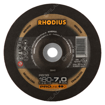  RHODIUS brusný kotouč RS38 180x7,0x22 PROline na ocel a nerez 200442
