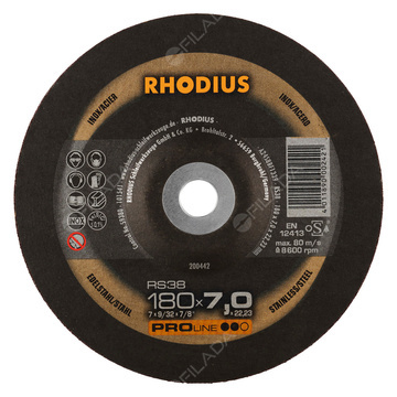  RHODIUS brusný kotouč RS38 180x7,0x22 PROline na ocel a nerez 200442