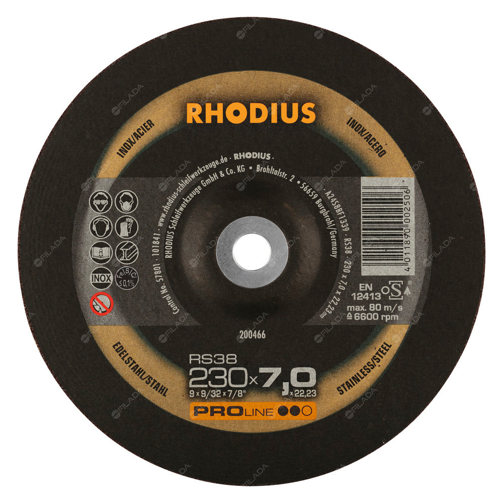 RHODIUS brusný kotouč RS38 230x7,0x22 PROline na ocel a nerez - 2307