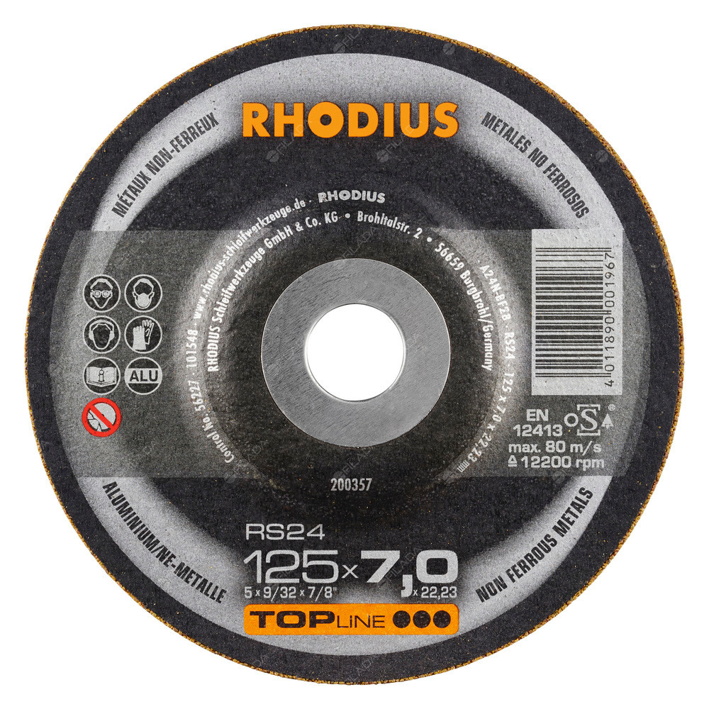 RHODIUS brusný kotouč RS24 125x7,0x22 TOPline na hliník -  RHODIUS brusný kotouč RS24 125x7,0x22 TOPline na hliník 200357